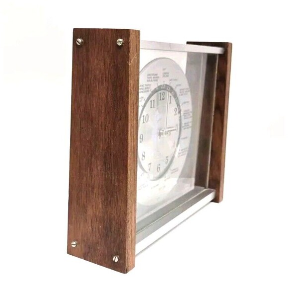 Verichron Quartz Time Zone Mantel Clock Japan Red Airplane J52 Wood BACK COVER - Picture 3 of 7